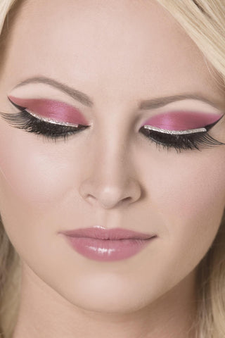 Eyelashes - Black with Silver Glitter