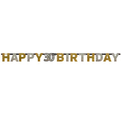 Banner - Birthday - Black/Gold/Silver - Ages 18 - 100