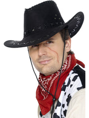 Cowboy Hat - Suede Look - Brown/Black/Tan