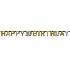 Banner - Birthday - Black/Gold/Silver - Ages 18 - 100