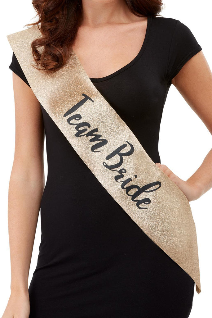 Sash - Team Bride - Gold Glitter
