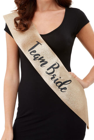 Sash - Team Bride - Gold Glitter