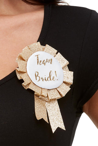 Rosette - Team Bride - Gold Glitter