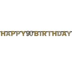 Banner - Birthday - Black/Gold/Silver - Ages 18 - 100