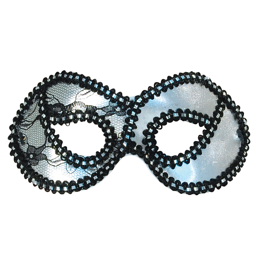 Domino Eyemask - Silver Metallic Lace