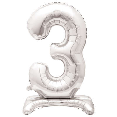 Airfill Foil Balloon - 30" - Number 3 - Silver/Rose Gold