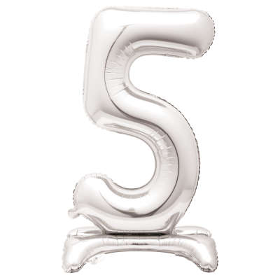 Airfill Foil balloon - 30" - Number 5 - Silver/Rose Gold