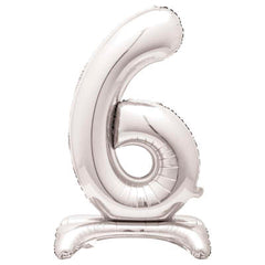 Airfill Foil Balloon - 30" - Number 6 - Silver/Rose Gold