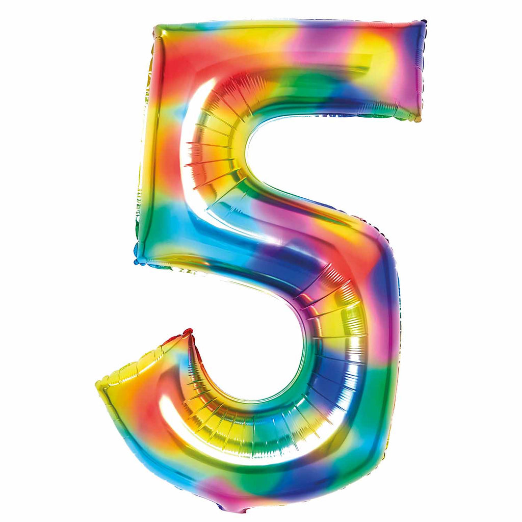 SuperShape Foil Balloon Number 5 - Bright Rainbow