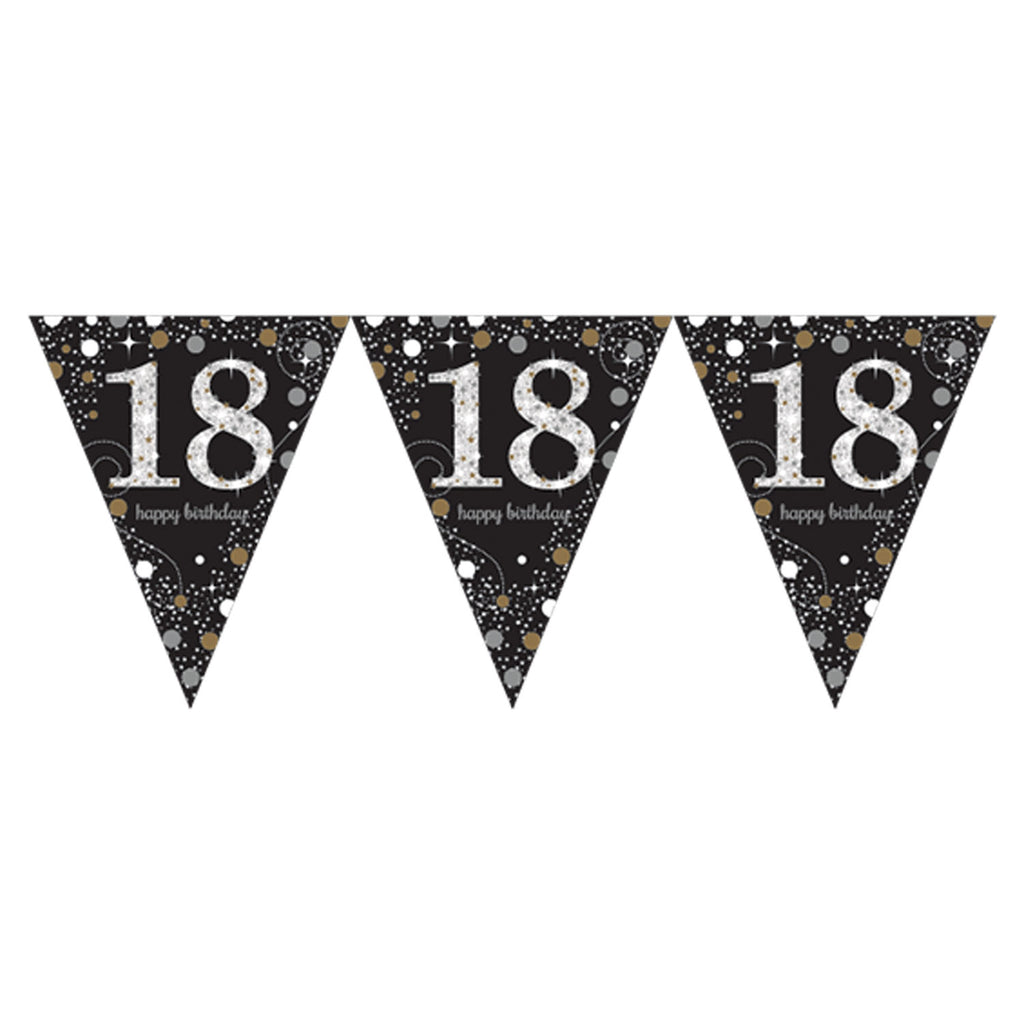 Pennant Bunting - Ages 18 -100 - Gold/Silver/Black