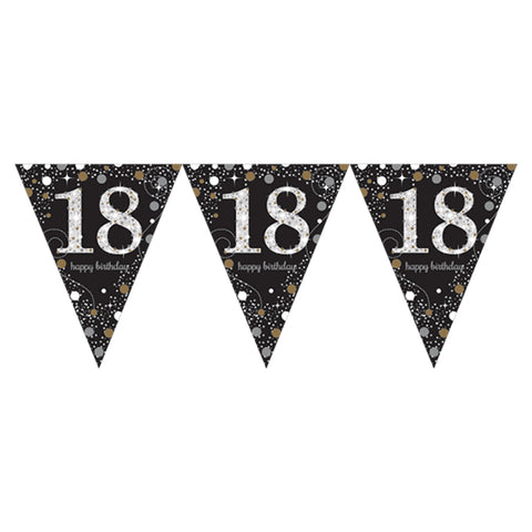 Pennant Bunting - Ages 18 -100 - Gold/Silver/Black