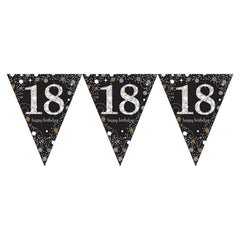 Pennant Bunting - Ages 18 -100 - Gold/Silver/Black
