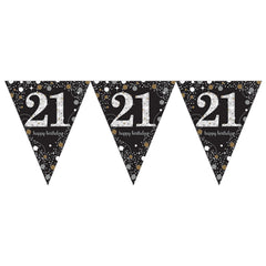 Pennant Bunting - Ages 18 -100 - Gold/Silver/Black