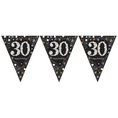 Pennant Bunting - Ages 18 -100 - Gold/Silver/Black