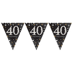 Pennant Bunting - Ages 18 -100 - Gold/Silver/Black
