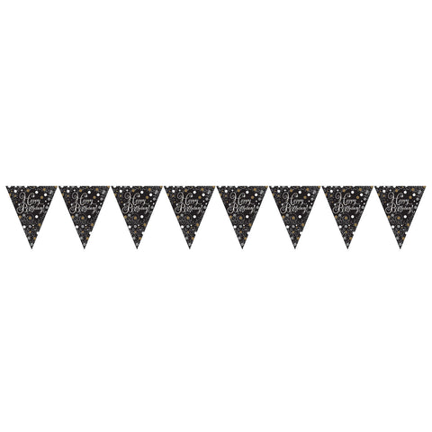 Pennant Bunting - Birthday- Gold/Silver/Black