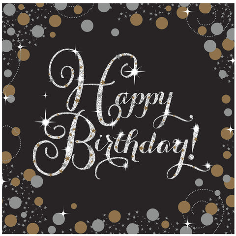 Napkins - Birthday - Gold/Silver/Black