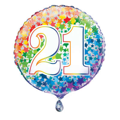 Foil Balloon - 18" - 21 - Multi-Coloured