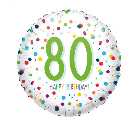 Foil Balloon - 17" - 80 - Multi-Coloured