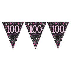 Pennant Bunting - Ages 18 - 100 - Pink/Purple/Black