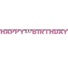 Banner - Birthday - Black/Pink - Ages 18 - 100
