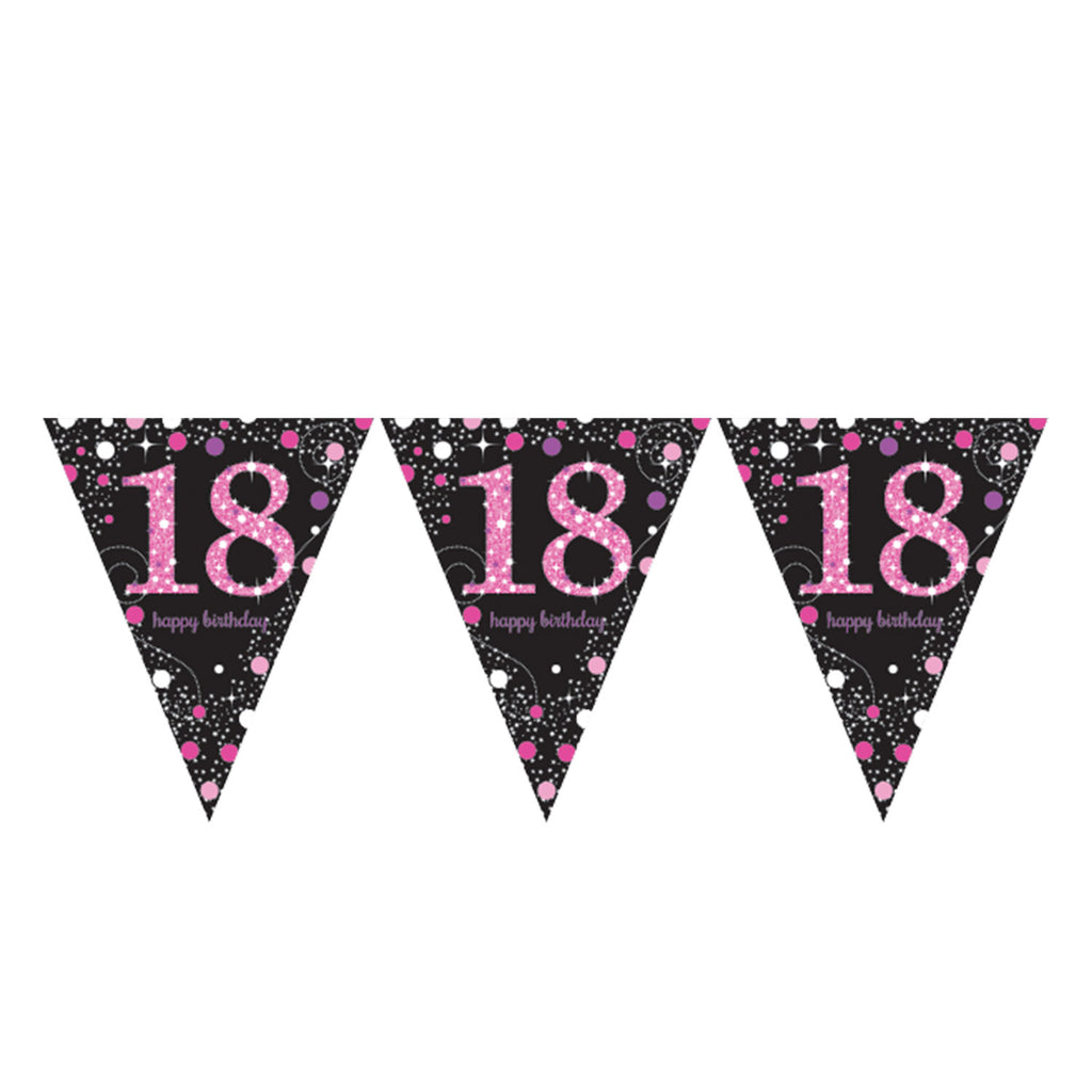 Pennant Bunting - Ages 18 - 100 - Pink/Purple/Black