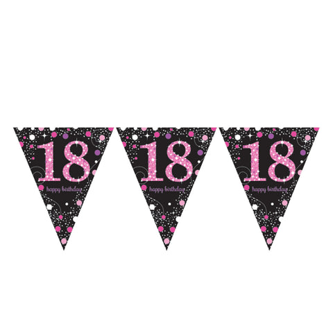 Pennant Bunting - Ages 18 - 100 - Pink/Purple/Black