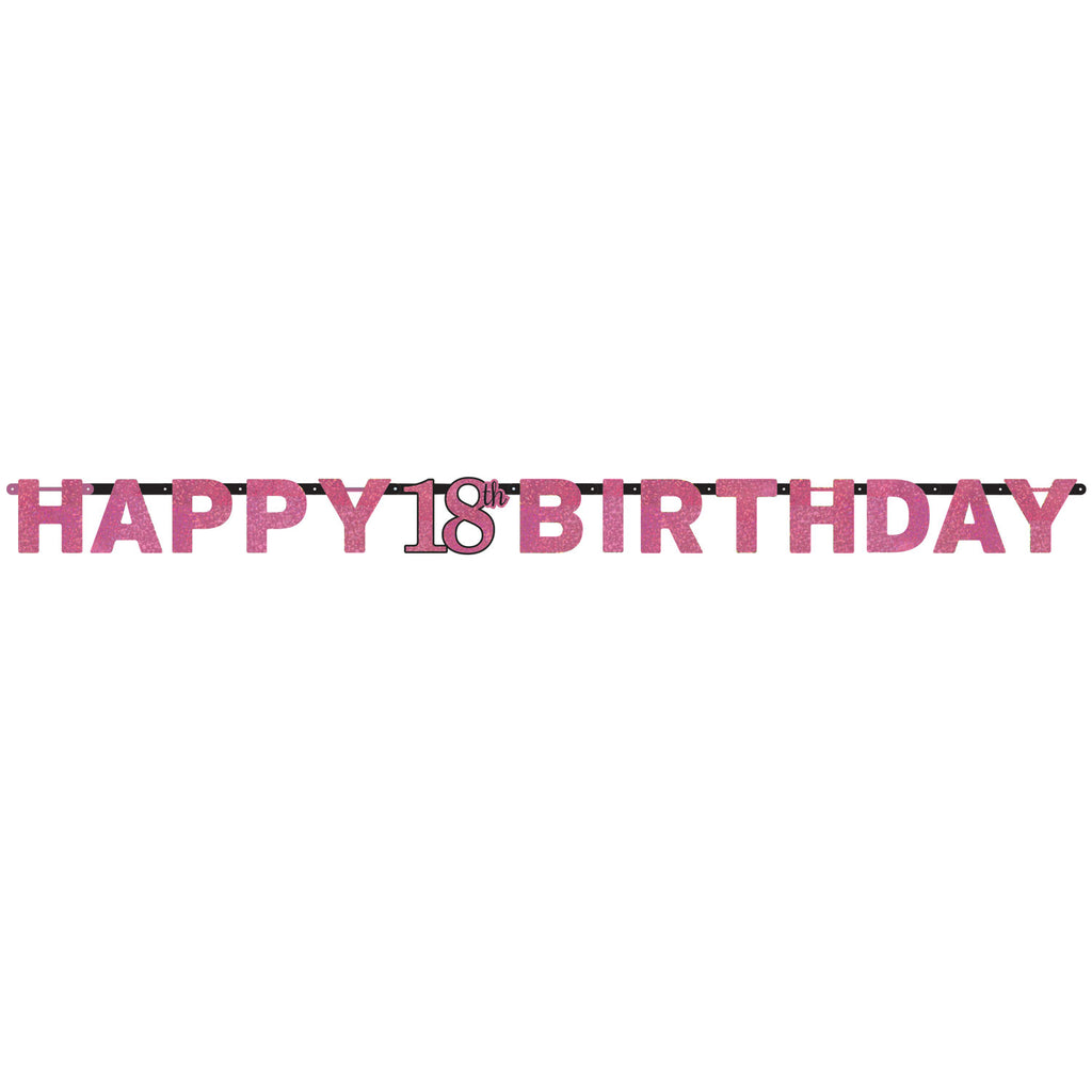 Banner - Birthday - Black/Pink - Ages 18 - 100