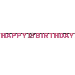 Banner - Birthday - Black/Pink - Ages 18 - 100
