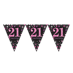 Pennant Bunting - Ages 18 - 100 - Pink/Purple/Black