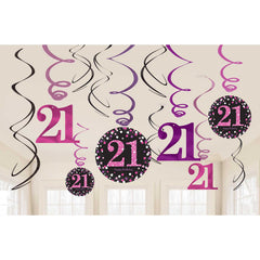 Swirl Decorations - Ages 18 - 100 - Pink/Purple/Black