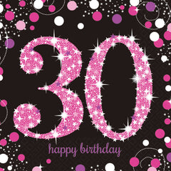 Napkins - Birthday - Ages 18 - 100 - Pink/Purple/Black