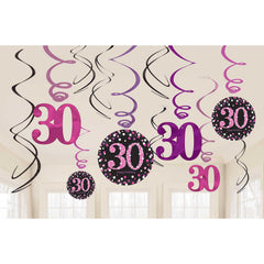 Swirl Decorations - Ages 18 - 100 - Pink/Purple/Black