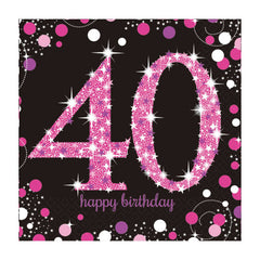 Napkins - Birthday - Ages 18 - 100 - Pink/Purple/Black