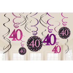 Swirl Decorations - Ages 18 - 100 - Pink/Purple/Black