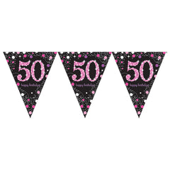 Pennant Bunting - Ages 18 - 100 - Pink/Purple/Black