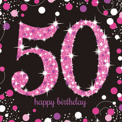 Napkins - Birthday - Ages 18 - 100 - Pink/Purple/Black