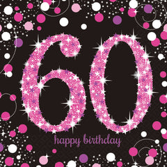 Napkins - Birthday - Ages 18 - 100 - Pink/Purple/Black