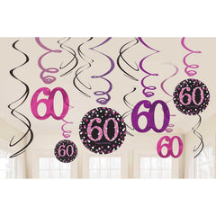 Swirl Decorations - Ages 18 - 100 - Pink/Purple/Black