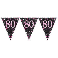 Pennant Bunting - Ages 18 - 100 - Pink/Purple/Black