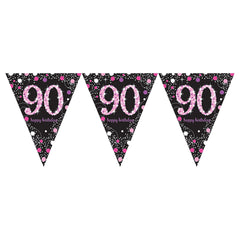 Pennant Bunting - Ages 18 - 100 - Pink/Purple/Black