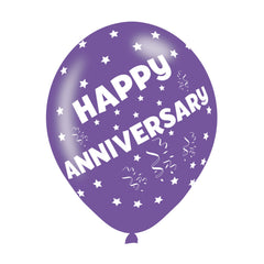 Latex Balloons - Anniversary - Multi-Coloured