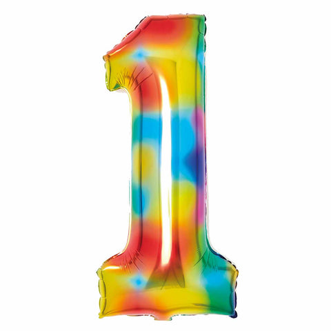 SuperShape Foil Balloon Number 1 - Bright Rainbow