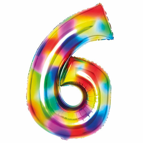 SuperShape Foil Balloon Number 6 - Bright Rainbow