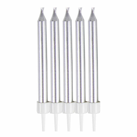 Candles with Holders - Silver