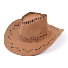 Cowboy Hat - Suede Look - Brown/Black/Tan