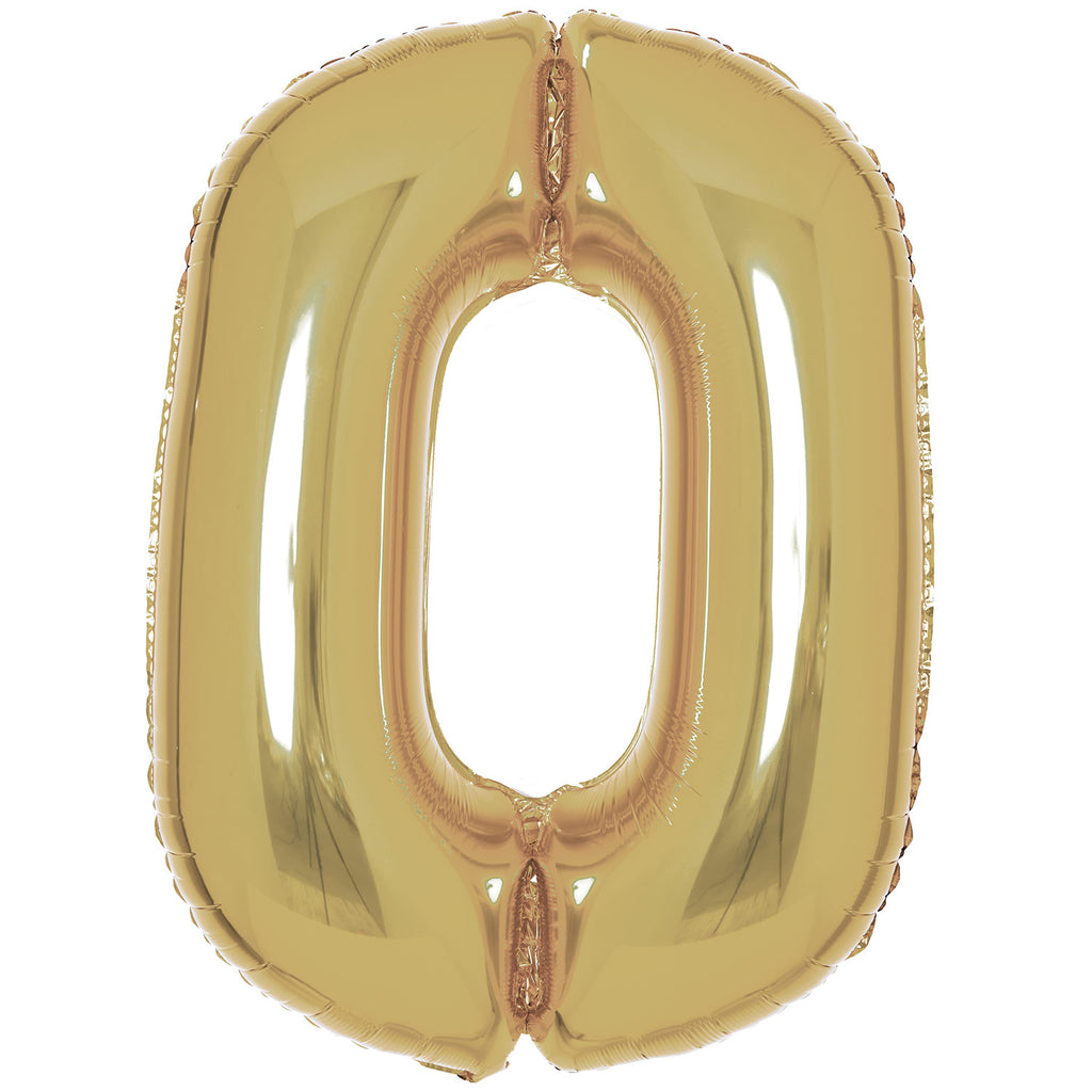 SuperShape Foil Balloon Number 0 - White Gold