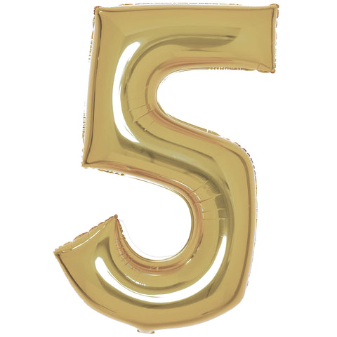 SuperShape Foil Balloon Number 5 - White Gold