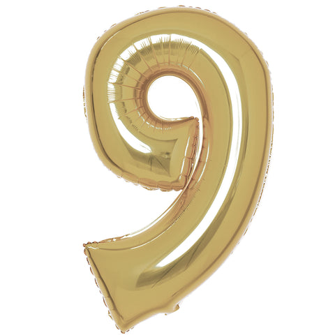 SuperShape Foil Balloon Number 9 - White Gold
