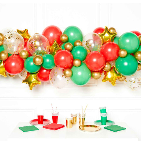 DIY Garland/Arch Kit - Latex Balloons - Green/Gold/Red
